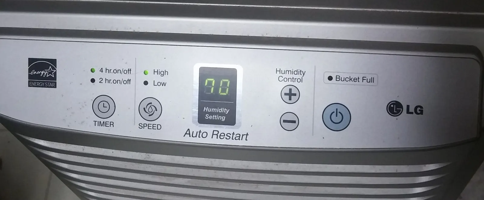 A portable dehumidifier with humidity controls. Shown on the Hose flood page for Syracuse, NY.